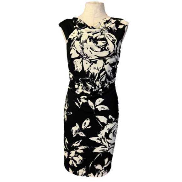 David Meister Black Ivory Stretch Sheath Dress Washable 8 - Picture 1 of 7